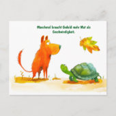 Waterverf Comic Dog en Tortoise Turtle Ontmoeting Feestdagenkaart (Voorkant)