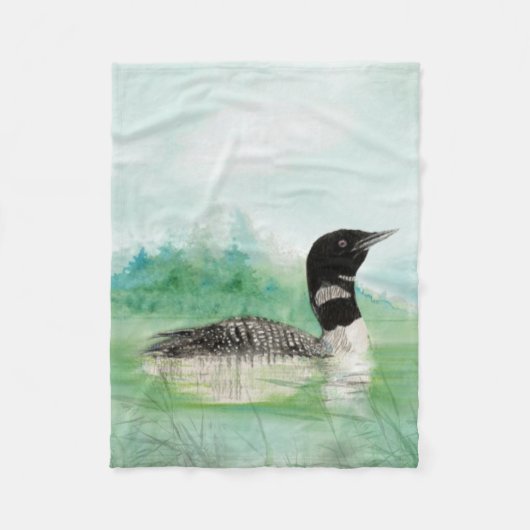 Waterverf Common Loon Bird Natuur Art Fleece Deken (Voorkant)