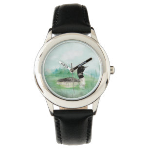 Waterverf Common Loon Bird Natuur Art Horloge