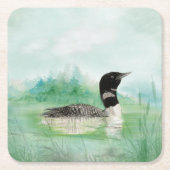 Waterverf Common Loon Bird Natuur Art Kartonnen Onderzetters (Voorkant)