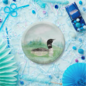 Waterverf Common Loon Bird Natuur Art Papieren Bordje (Feest)