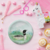 Waterverf Common Loon Bird Natuur Art Papieren Bordje (Feest)