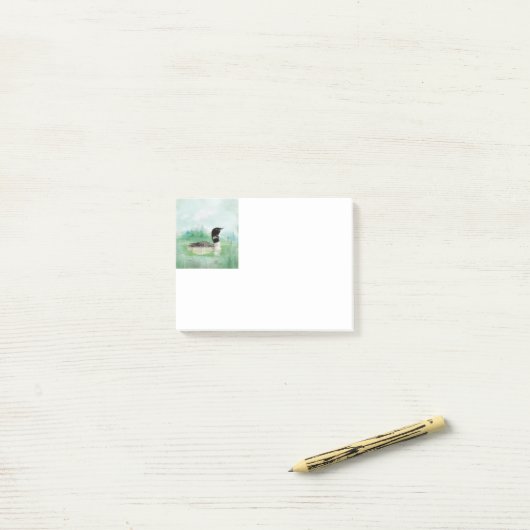 Waterverf Common Loon Bird Natuur Art Post-it® Notes (Op bureau)