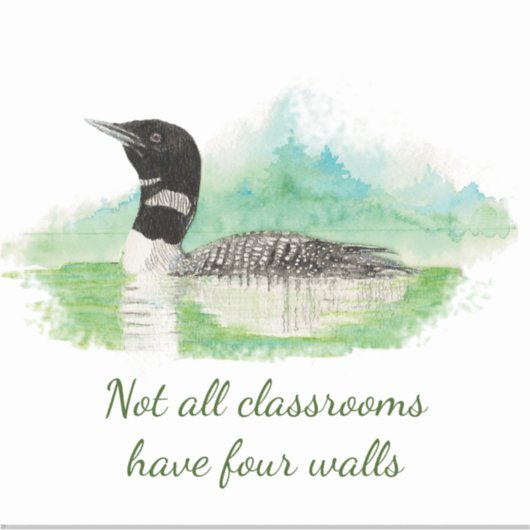Waterverf Common Loon Bird Wilderness Quote Art Sticker (Voorkant)