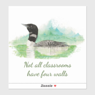 Waterverf Common Loon Bird Wilderness Quote Art Sticker