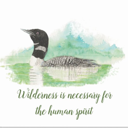 Waterverf Common Loon Bird Wilderness Quote Art Sticker (Voorkant)