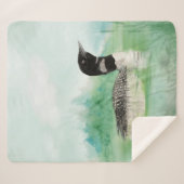 Waterverf Common Loon Bird Willife Natuur Art Sherpa Deken (Voorkant (horizontaal))