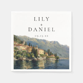 Waterverf Comomeer Italiaans Destination Wedding Servet