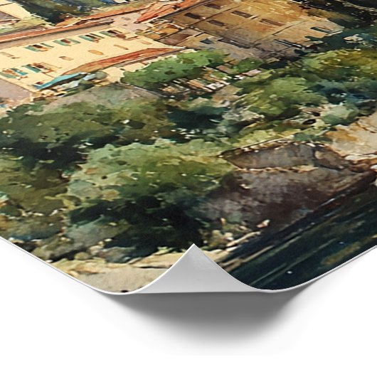 Waterverf Comomeer Italiaans Huwelijk Zitplaatsen  Poster (Hoek)