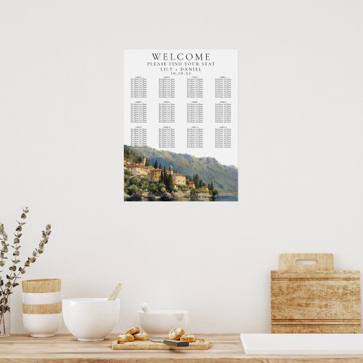 Waterverf Comomeer Italiaans Huwelijk Zitplaatsen  Poster (Keuken)