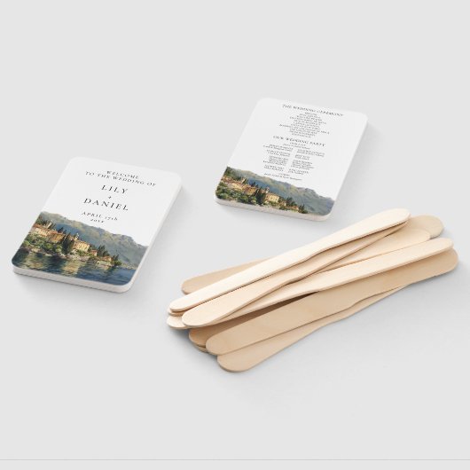 Waterverf Comomeer Italiaans huwelijksprogramma Handwaaier (Niet-gemonteerd)