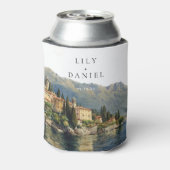 Waterverf Comomeer Italië Destination Wedding Blikjeskoeler (Blikje Achterkant)