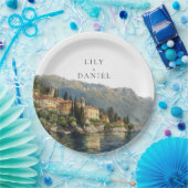 Waterverf Comomeer Italië Destination Wedding Papieren Bordje (Feest)