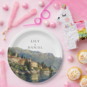 Waterverf Comomeer Italië Destination Wedding Papieren Bordje (Feest)