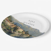 Waterverf Comomeer Italië Destination Wedding Papieren Bordje (Gekanteld)