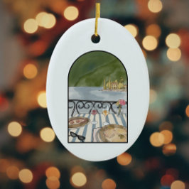 Waterverf Comomeer Italië Keramisch Ornament