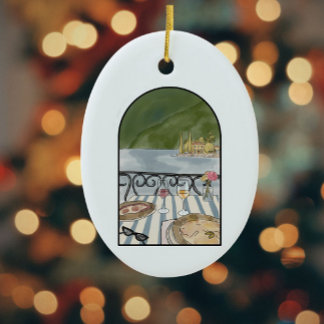 Waterverf Comomeer Italië Keramisch Ornament