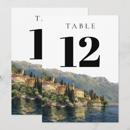 Waterverf Comomeer Italië Tafelnummer (Voorkant / Achterkant)