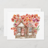 Waterverf compositie van een oud houten boerderije briefkaart (Voorkant / Achterkant)