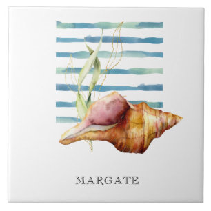 Waterverf CONCH SHELL Coastal Beach MARGATE Tegeltje