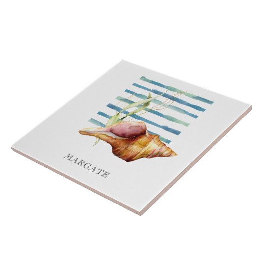 Waterverf CONCH SHELL Coastal Beach MARGATE Tegeltje (Zijkant)