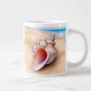 Waterverf Conch Shell op het strand Grote Koffiekop