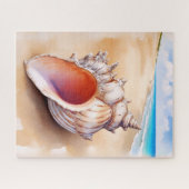 Waterverf Conch Shell op het strand Legpuzzel (Horizontaal)