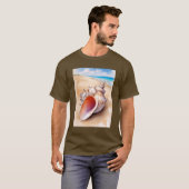 Waterverf Conch Shell op het strand T-shirt (Voorkant volledig)
