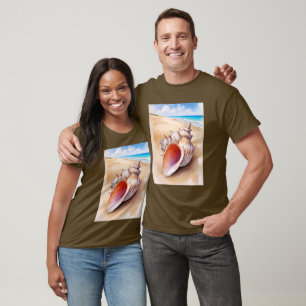 Waterverf Conch Shell op het strand T-shirt