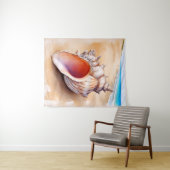 Waterverf Conch Shell op het strand Wandkleed (In Situ (horizontaal))