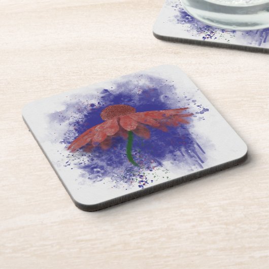 Waterverf Coneflower Bier Onderzetter (Linkerzijde)