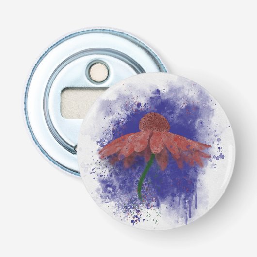 Waterverf Coneflower Button Flesopener (Voorkant)