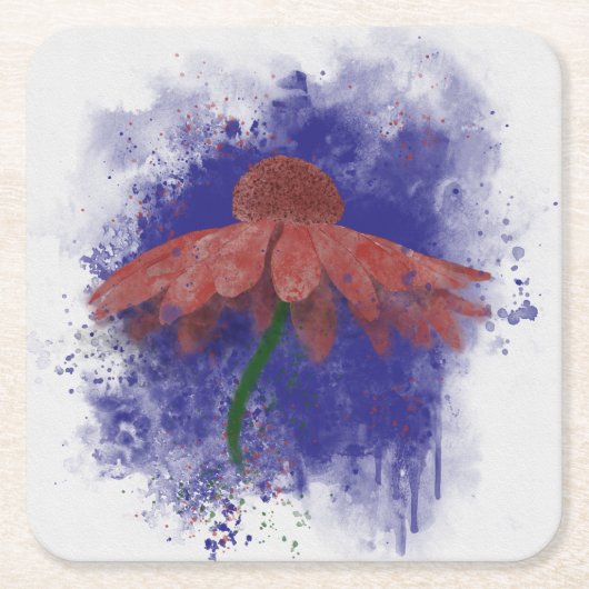 Waterverf Coneflower Kartonnen Onderzetters (Voorkant)