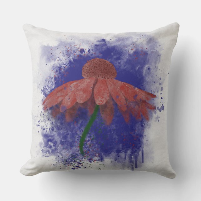 Waterverf Coneflower Kussen (Voorkant)