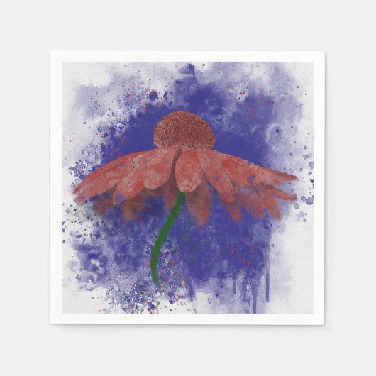 Waterverf Coneflower Servet (Voorkant)