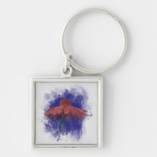 Waterverf Coneflower Sleutelhanger (Voorkant)