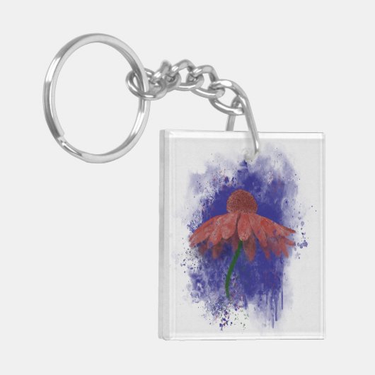 Waterverf Coneflower Sleutelhanger (Voorkant Links)