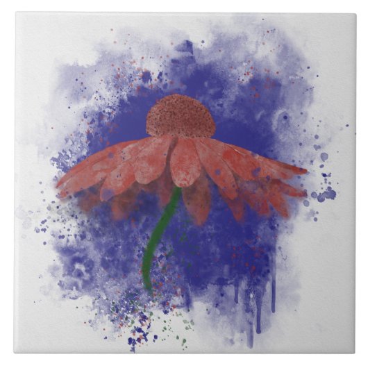 Waterverf Coneflower Tegeltje (Voorkant)