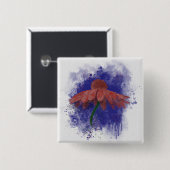 Waterverf Coneflower Vierkante Button 5,1 Cm (Voorkant /achterkant)