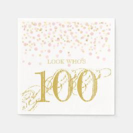 Waterverf Confetti 100th Elegant Birthday Haar Servet