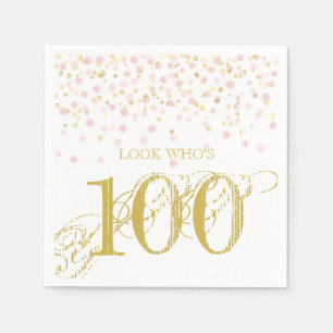 Waterverf Confetti 100th Elegant Birthday Haar Servet