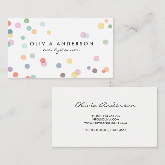 Waterverf confetti Colors visitekaartjes Event (Voorkant / Achterkant)
