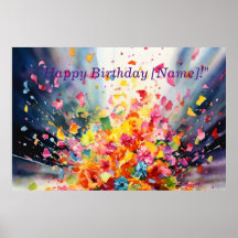 Waterverf Confetti Explosion Birthday Banne