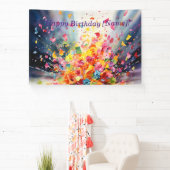 Waterverf Confetti Explosion Birthday Banne Spandoek (Insitu)