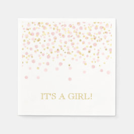Waterverf Confetti Het is een meisje roze goudlega Servet