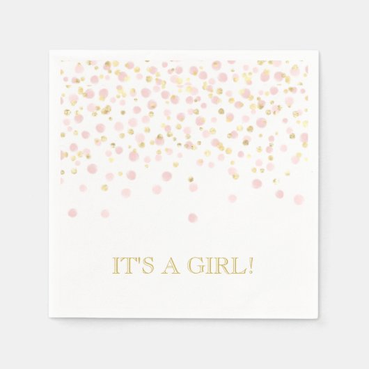 Waterverf Confetti Het is een meisje roze goudlega Servet (Voorkant)