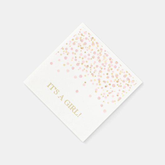 Waterverf Confetti Het is een meisje roze goudlega Servet (Hoek)