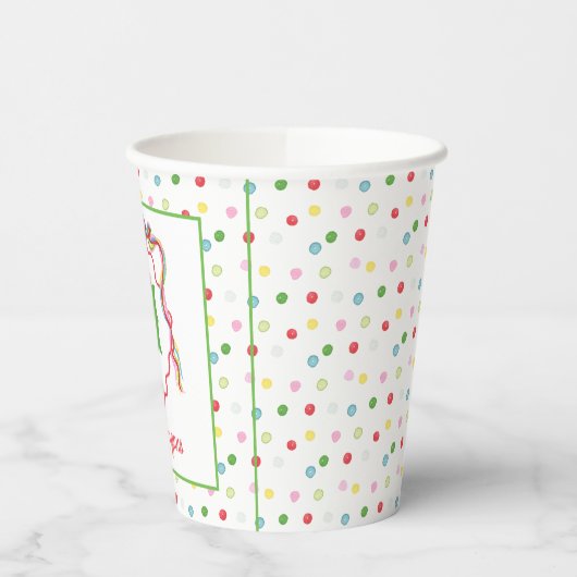 Waterverf Confetti Kerst Bow Monogram Crest Papieren Bekers (Links)