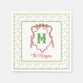 Waterverf Confetti Kerst Bow Monogram Crest Servet (Voorkant)