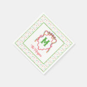 Waterverf Confetti Kerst Bow Monogram Crest Servet (Hoek)